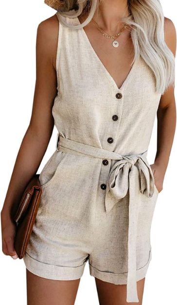 Picture of V Neck Bat Sleeve Belted Wrap Short Jumpsuit